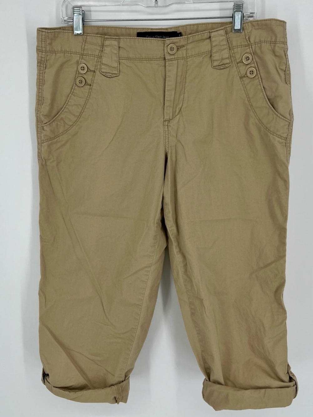 Calvin Klein Roll Tab Khaki Chino Capri Pants Women’s Size 12 in Cornstalk